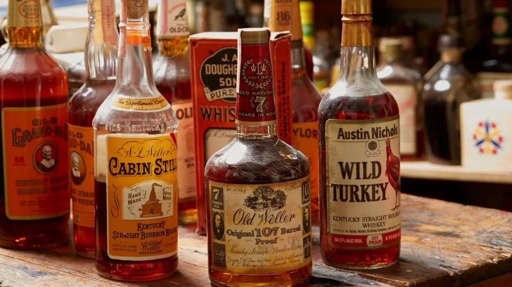 Vintage bourbon bottles